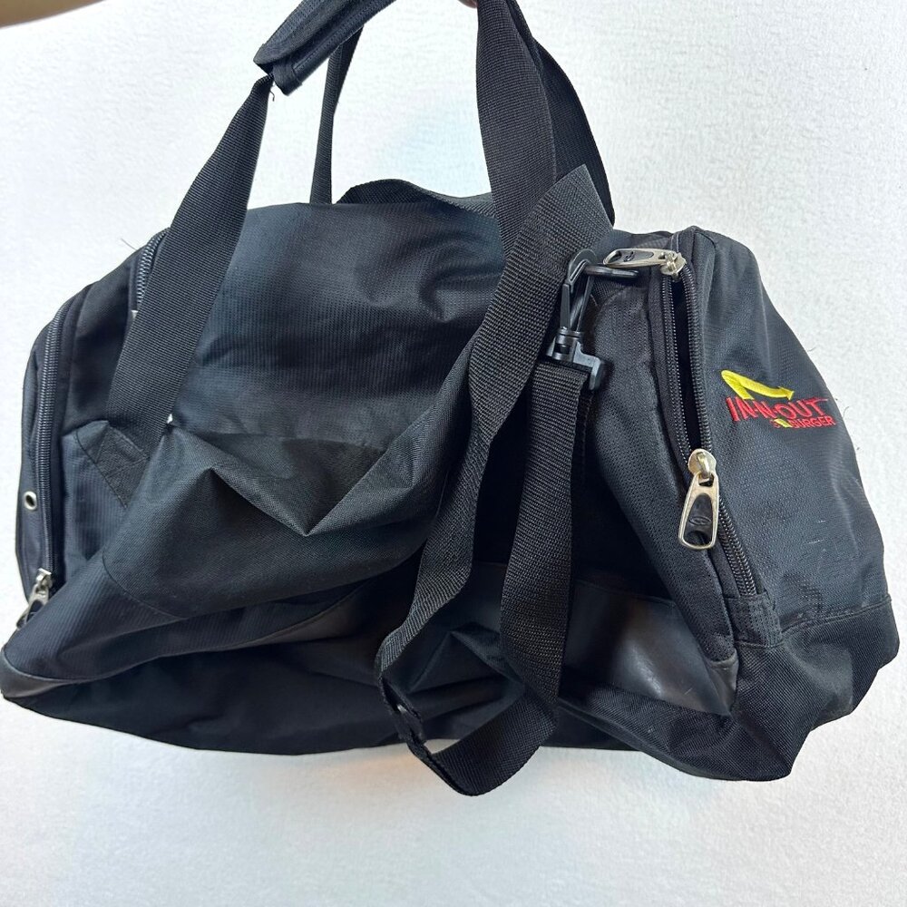 In-N-Out Burger Black Gym Duffel Bag W/ Multiple Zippered Pockets & Adjustable S